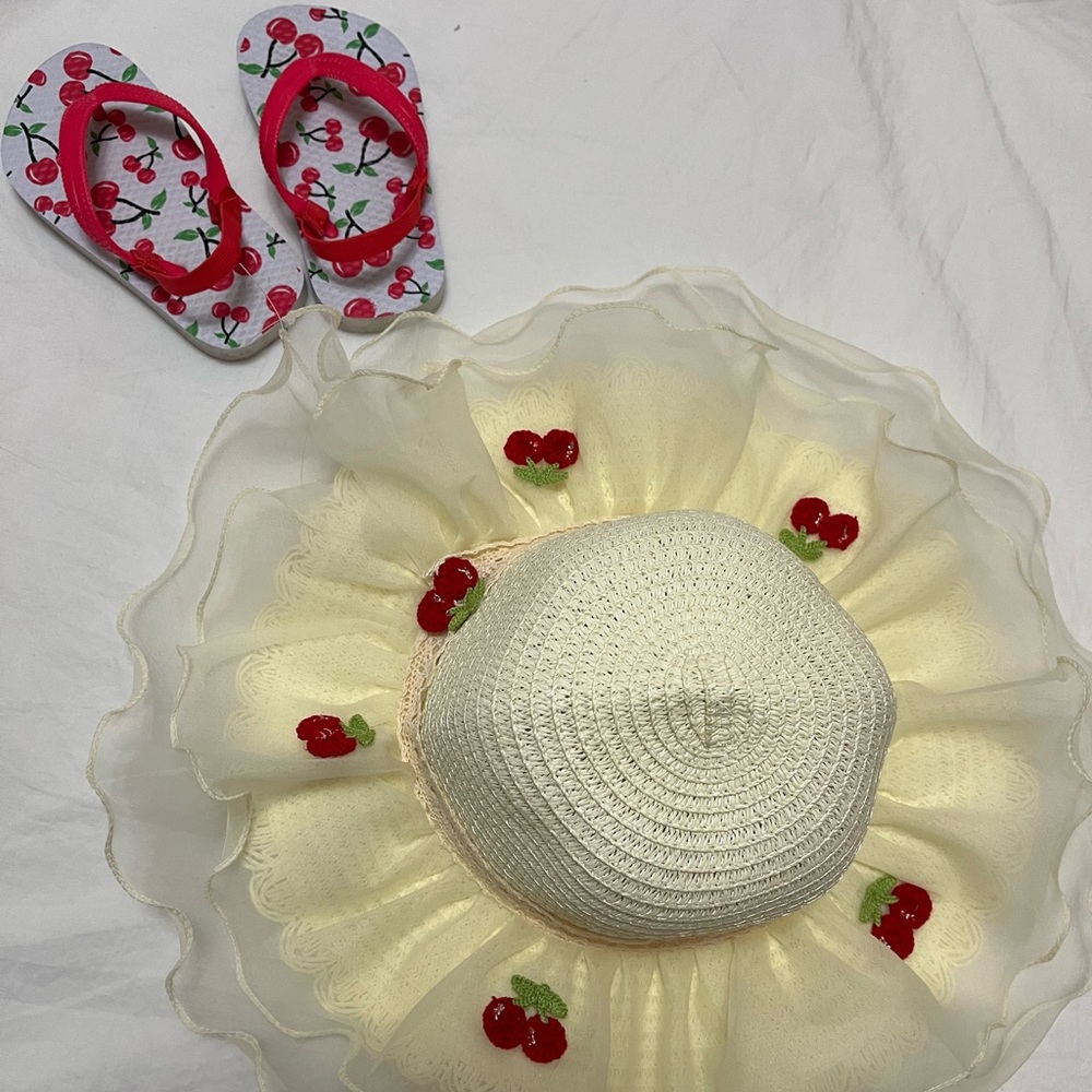 Toddler cherry Sun hat and cherry sandals